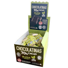 Chocolatinas 70% Cacao con Stevia x 5g (50u x caja) - Chocolate Colonial